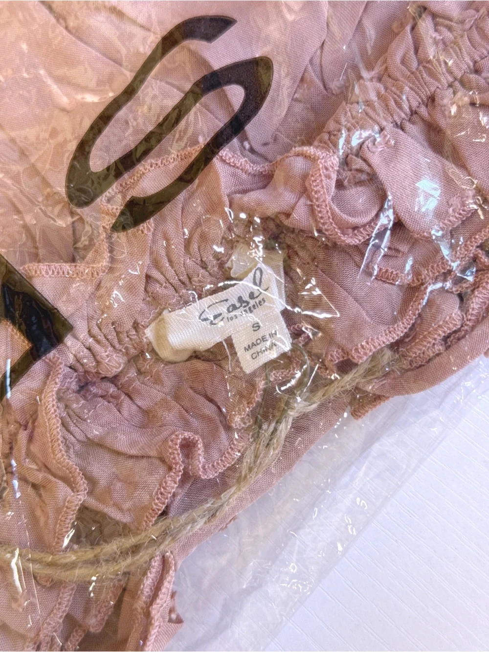 Easel | Ella Romantic Swiss Dot Off The Shoulder Blouse Bohemian Taupe New Small